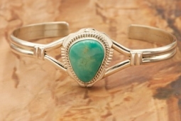 Genuine King's Manassa Turquoise Sterling Silver Navajo Bracelet